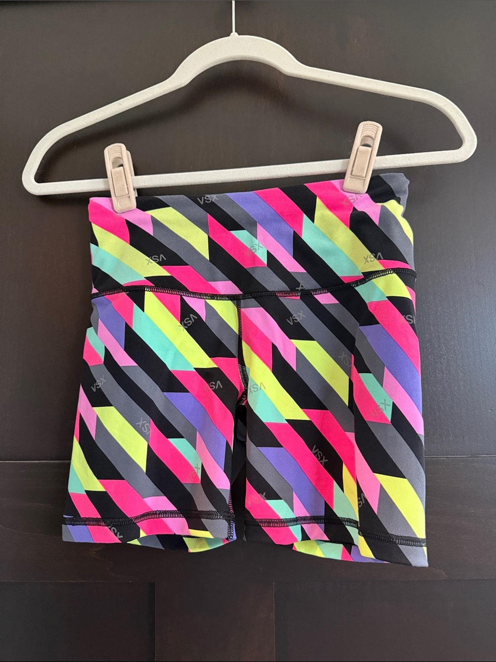 VSX Black Multicolor Diagonal Stripe Bike Shorts